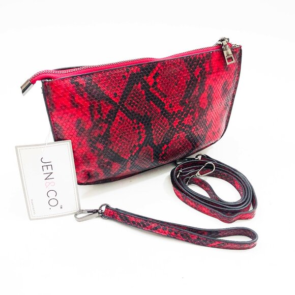 NWT Jen & Co Riley Crossbody Clutch Bag Red & Black 8x5x1.5 inches - Picture 3 of 8
